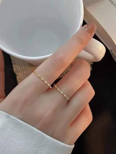 Diamond open ring for women S925 sterling silver plated 14K gold light luxury niche high-end Korean style temperament fashion ring