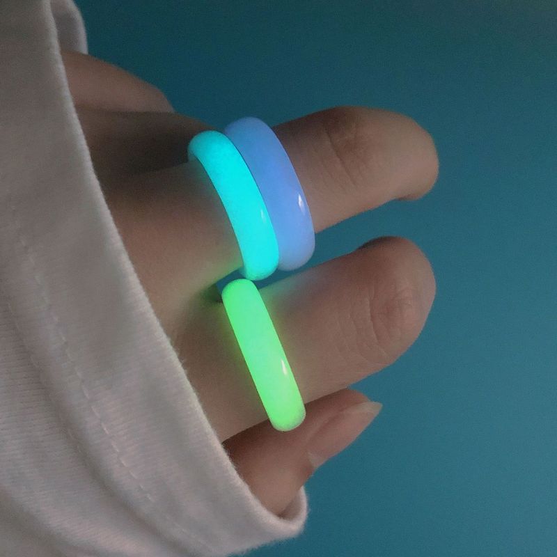 South African luminous stone ring, luminous fluorescent stone multi-color ring, men's and women's tail ring, couple's color changing ring