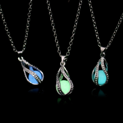 Hollow Love Wandering Pendant Luminous Pendant Wholesale Spiral Openable Hollow Necklace Luminous Pearl Pendant Moonstone