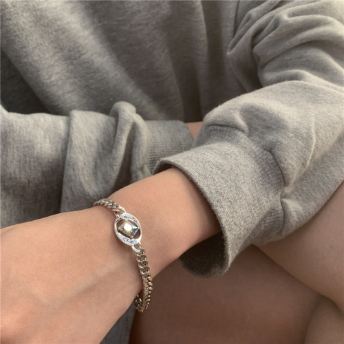 S925 sterling silver irregular geometric shape three-dimensional gray zircon hollow bracelet fashionable and versatile disco hand jewelry