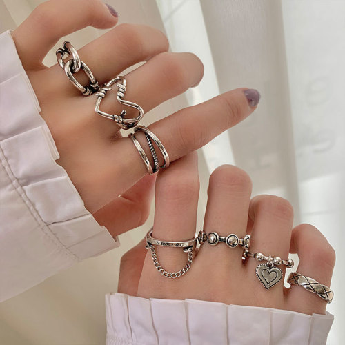 925 sterling silver Korean ins style niche love design s internet celebrity ring female simple cold style chain bracelet