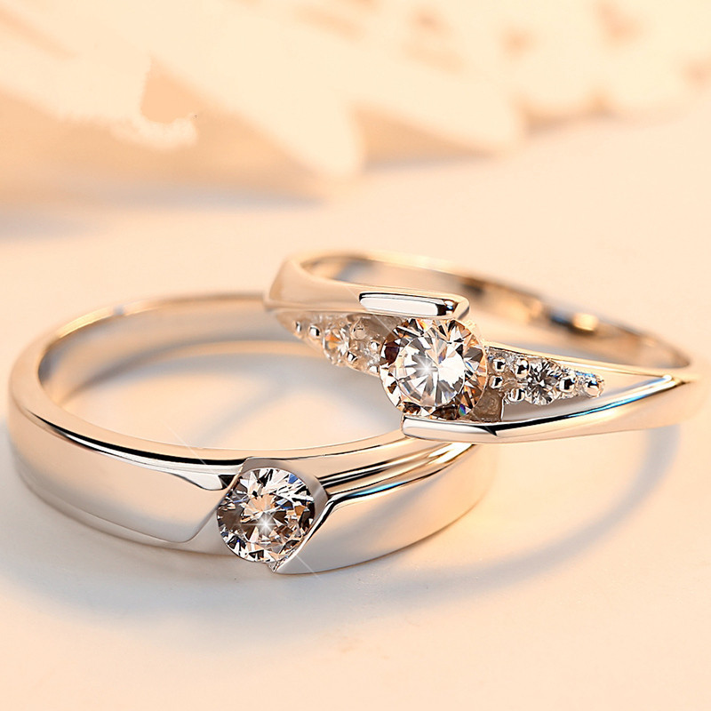 Korean version of silver-plated eternal vow couple ring open ring female fashion simple student ring jewelry wholesale