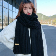 Korean version of the new fashion versatile solid color knitted wool scarf for women in autumn and winter thickened and warm couple scarf for men