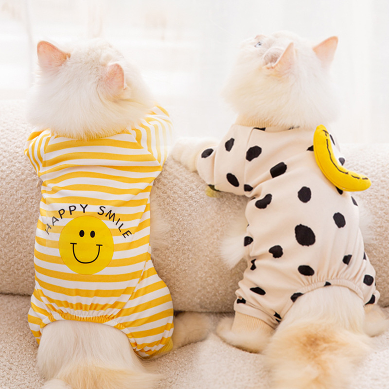Autumn and winter warm home clothes for cats, cute four-legged air-conditioned clothes for kittens, puppies, teddy pet cat clothes