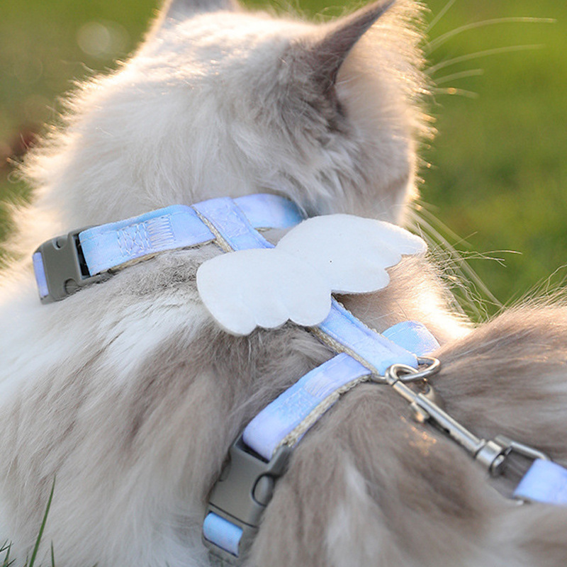 Wing cat rope I-shaped cat traction rope, anti-breakaway cat walking rope, gradient pet traction rope, cat supplies