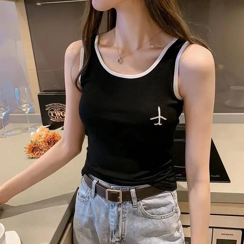 Camisole women's Korean style high-waisted slim-fitting inner embroidered sleeveless T-shirt vest top