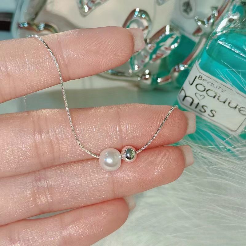 925 freshwater pearl necklace for women, minimalist style, fashionable temperament, non-fading, versatile snake bone clavicle chain 2023 new style