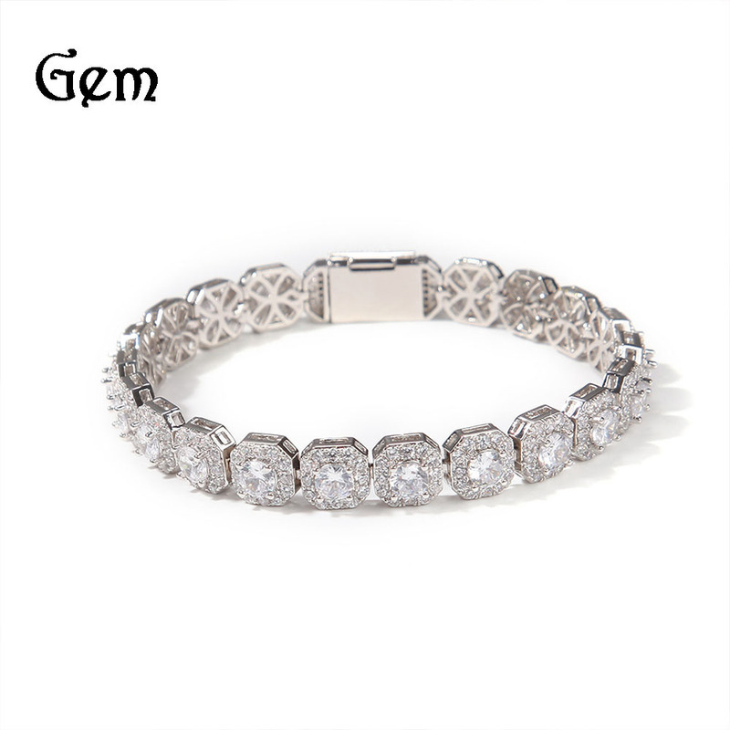 European and American hip-hop 9mm square rock sugar zircon bracelet ins style design niche item factory direct sale