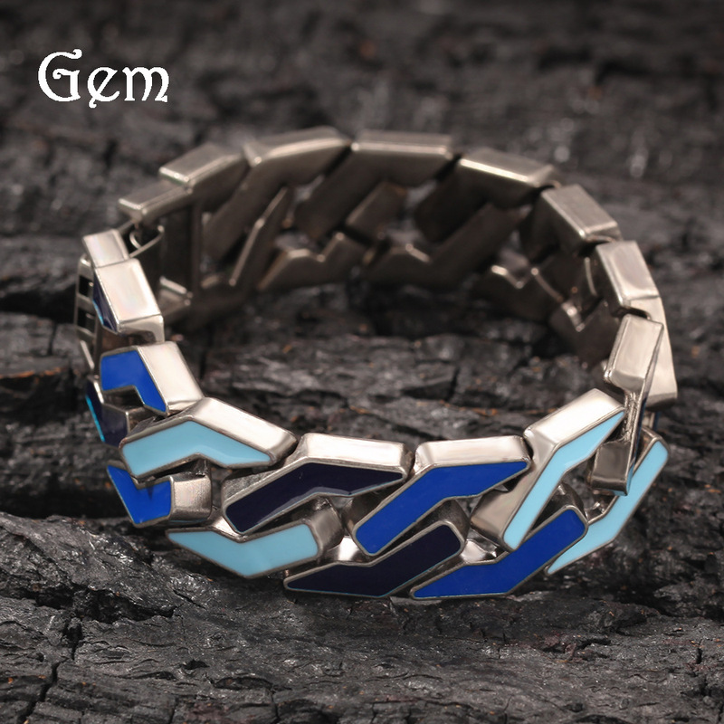 European and American simple hip-hop men's bracelets with color dripping oil personality retro geometric shape alloy bracelet jewelry