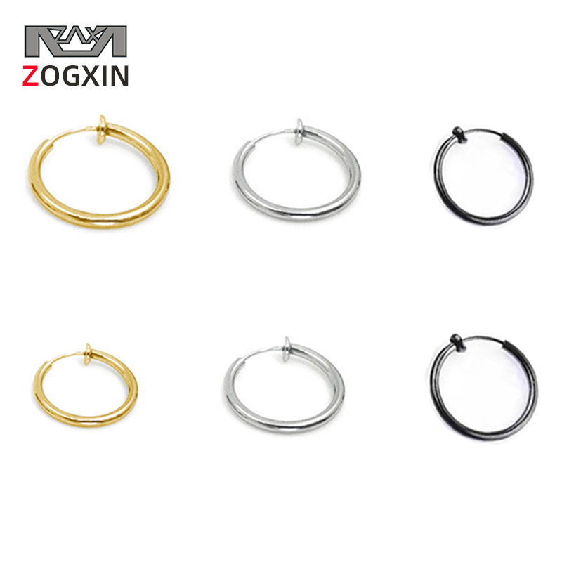 Cross-border titanium steel men's and women's non-pierced ear clips niche design earrings for women 18K stainless steel non-pierced ear hoop jewelry
