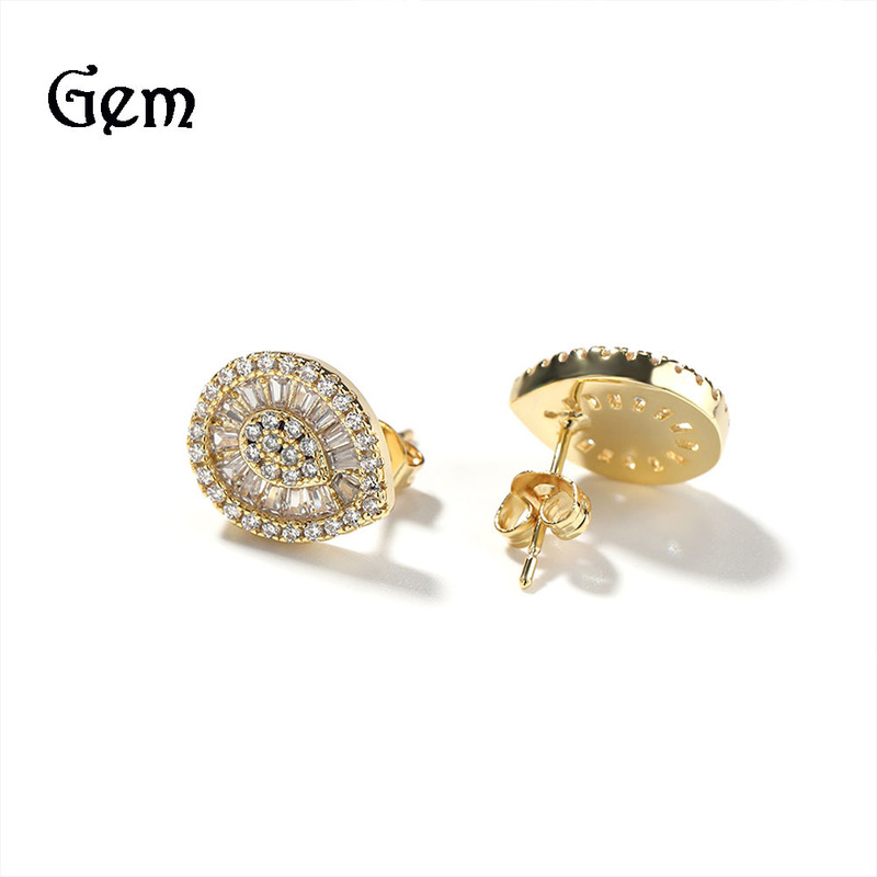 Stylish and simple T-square water drop earrings European and American Hong Kong style versatile earrings elegant personalized trendy earrings
