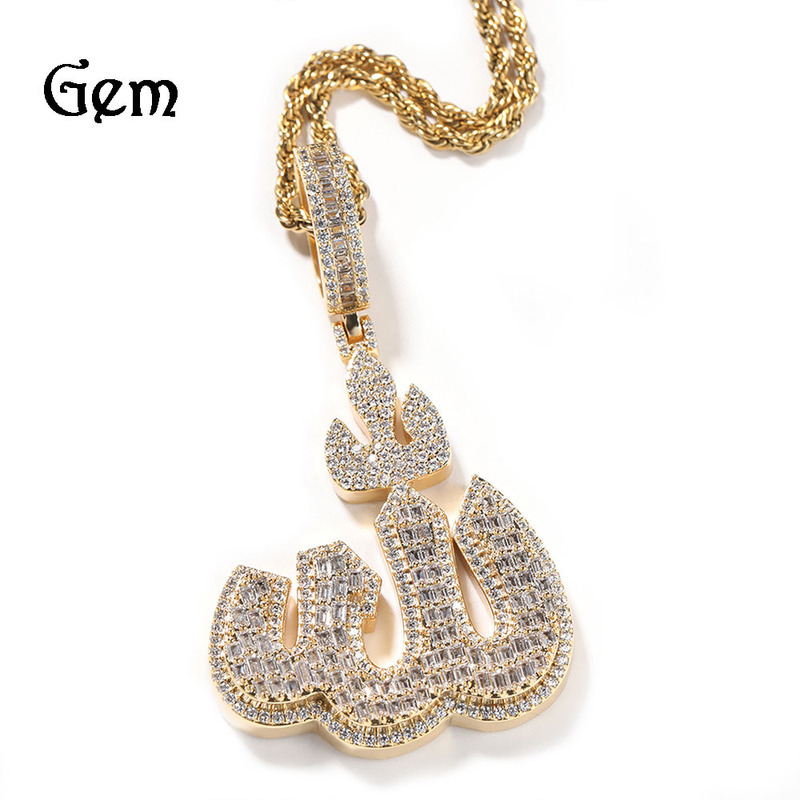 European and American cross-border Arabic symbol pendant hip-hop necklace copper inlaid zircon silver personalized retro men's necklace
