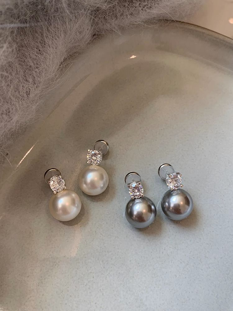S925 sterling silver needle Shijia Zhenduo Ma'ao white Princess Diana pearl earrings women's light luxury niche high-end earrings