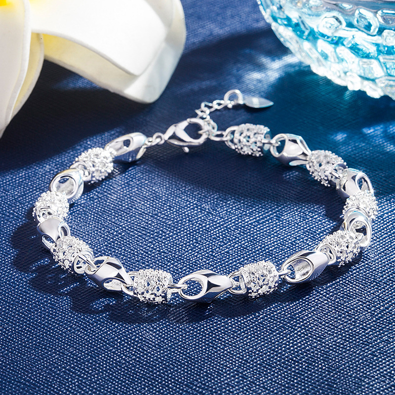 Korean style 925 silver plated literary forest series hollow exquisite bracelet European and American hollow silver plated bracelet fashion jewelry