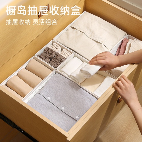 Anqin cotton and linen storage box fabric underwear foldable storage organizer storage partition drawer sock storage box