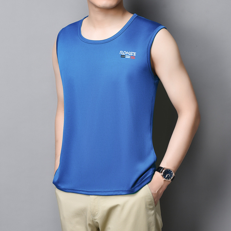Men's V-neck ice silk vest quick-drying fitness breathable vest vest sleeveless T-shirt bottoming shirt 2022 new style