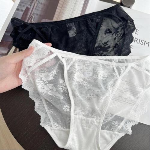 N8315 Pure Desire Ceiling Black and White Mesh Thin Lace Women's Underwear Sexy Sweet Briefs