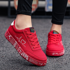 2022 Spring and Autumn New Big Red Canvas Shoes for Women Korean Version Versatile Breathable Junior High School Student Cloth Shoes Low-top Sneakers for Women