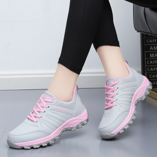 Flat women's shoes, autumn and winter leather sneakers, women's versatile outdoor running shoes, women's casual shoes, lightweight travel shoes
