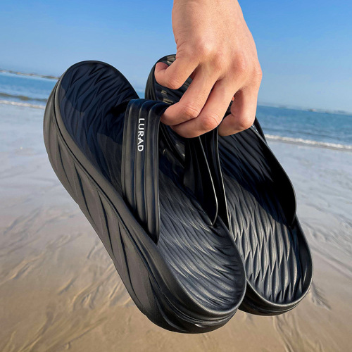 Luradi thick-soled flip-flops men's summer non-slip domineering sandals black outdoor wear flip-flops beach shoes trendy