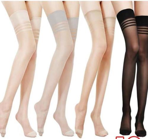 Long stockings for women, mid-length summer ultra-thin anti-snagging flesh-colored high stockings, half-cut over-the-knee socks, thigh socks for women