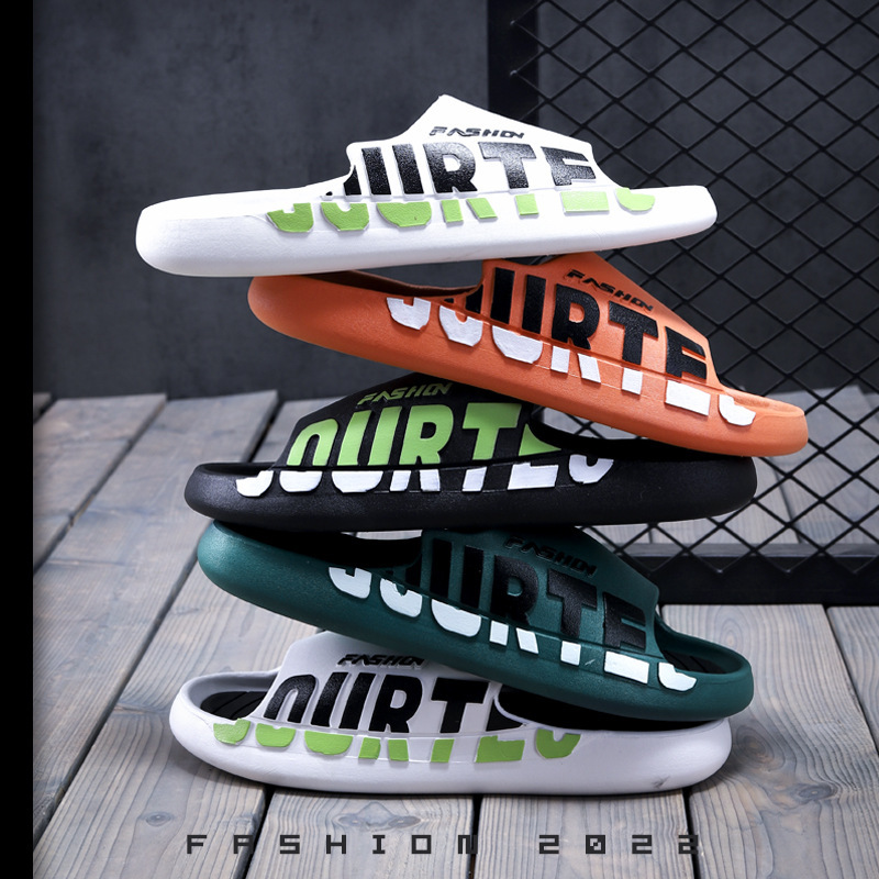 2022 new men's slippers for outer wear summer sandals breathable imitation slippery thick-soled ins trend slippers for home beach
