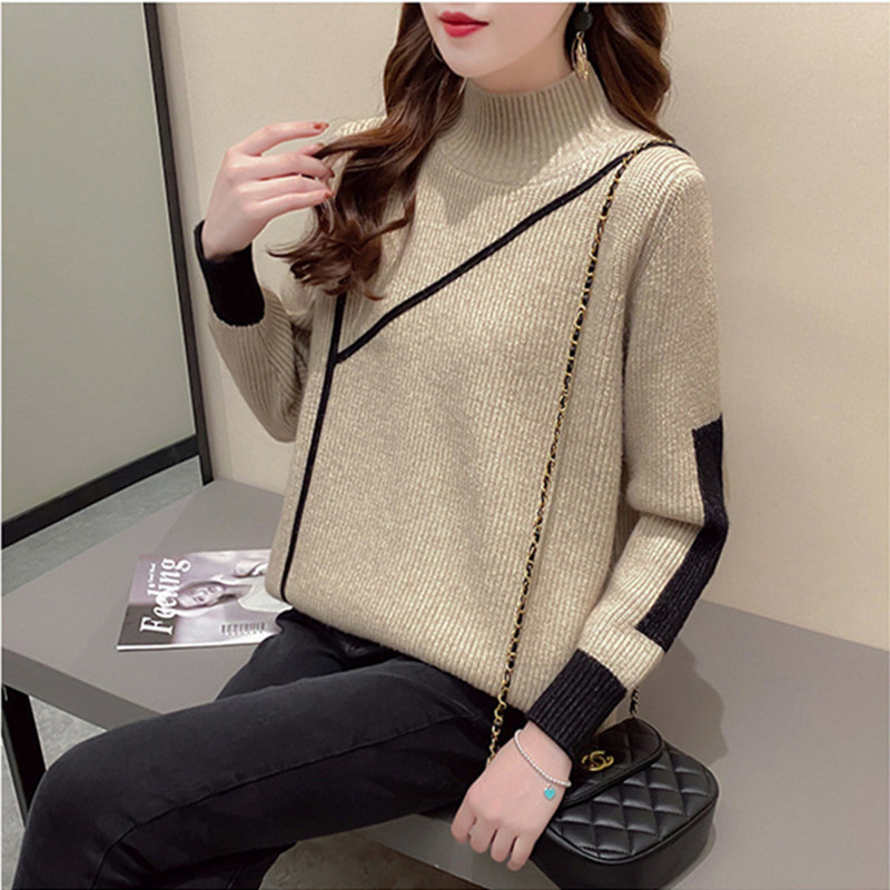 Thick turtleneck women's sweater fashion new autumn and winter loose pullover knitted sweater bottoming shirt tops for women