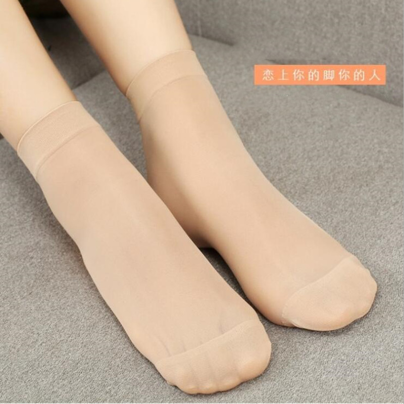 Zizi spring short stockings for women spring and summer thin flesh-colored socks anti-snagging solid color short socks