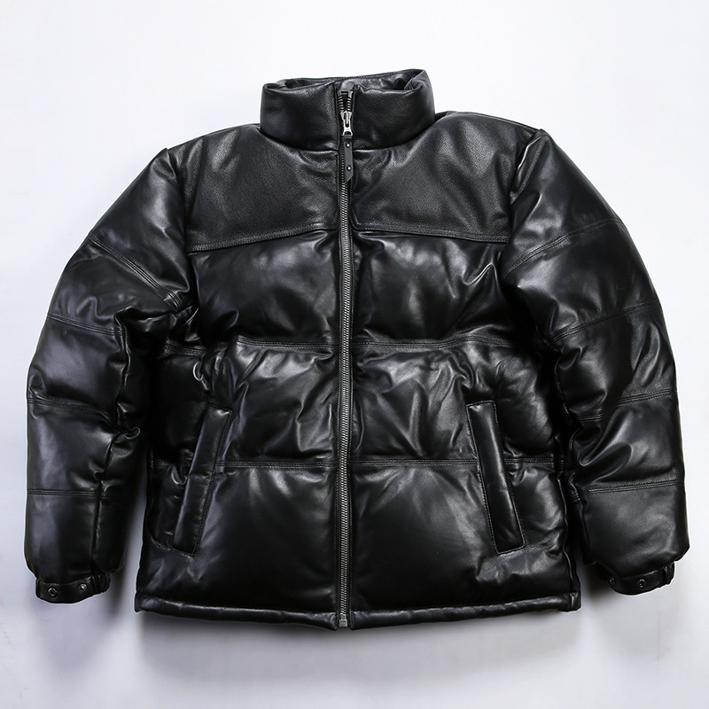 2022 Casual Sports Genuine Leather Down Jacket Men's Stand Collar Sheepskin Down Leather Jacket
