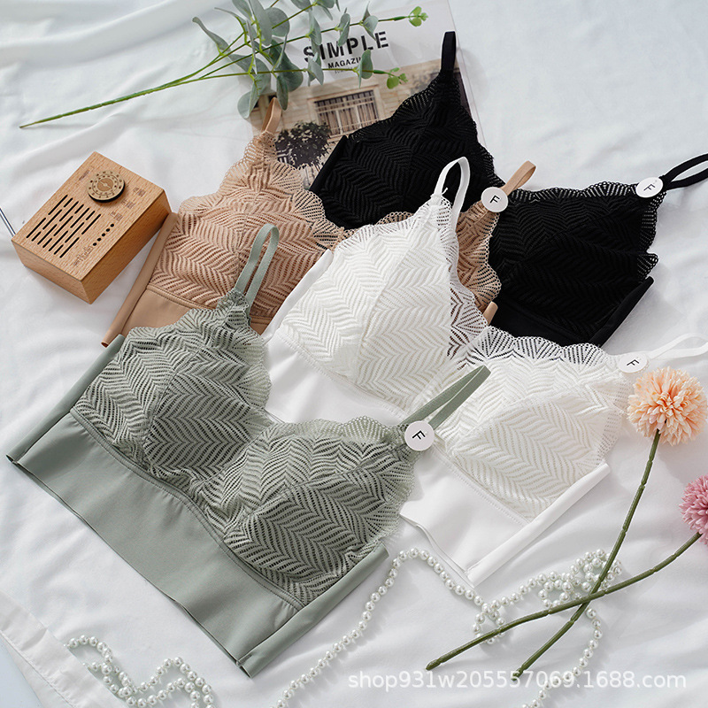 5092 latex cup ice silk seamless lace breast-wrapped adjustable spaghetti straps tube top women's underwear bra