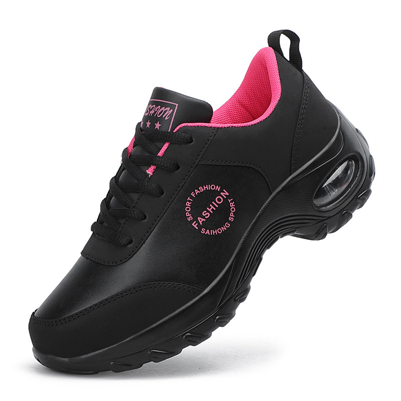 2021 cross-border large size women's leather sports shoes air cushion running shoes women's non-slip soft sole shoes travel shoes dance shoes