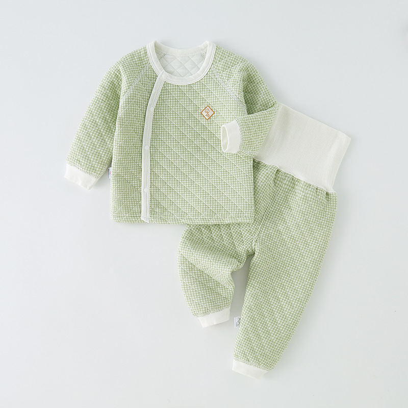 Baby underwear set pure cotton boneless thickened warm split clothes male and female baby autumn and winter clothes newborn clothes