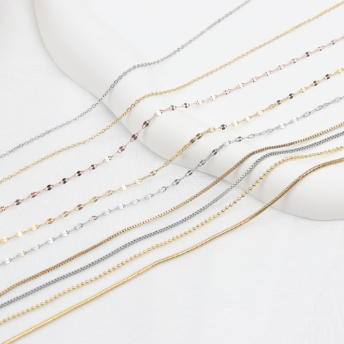 18K stainless steel chain, furnace real gold cross chain, lip chain, box chain necklace, 45cm lobster clasp ring