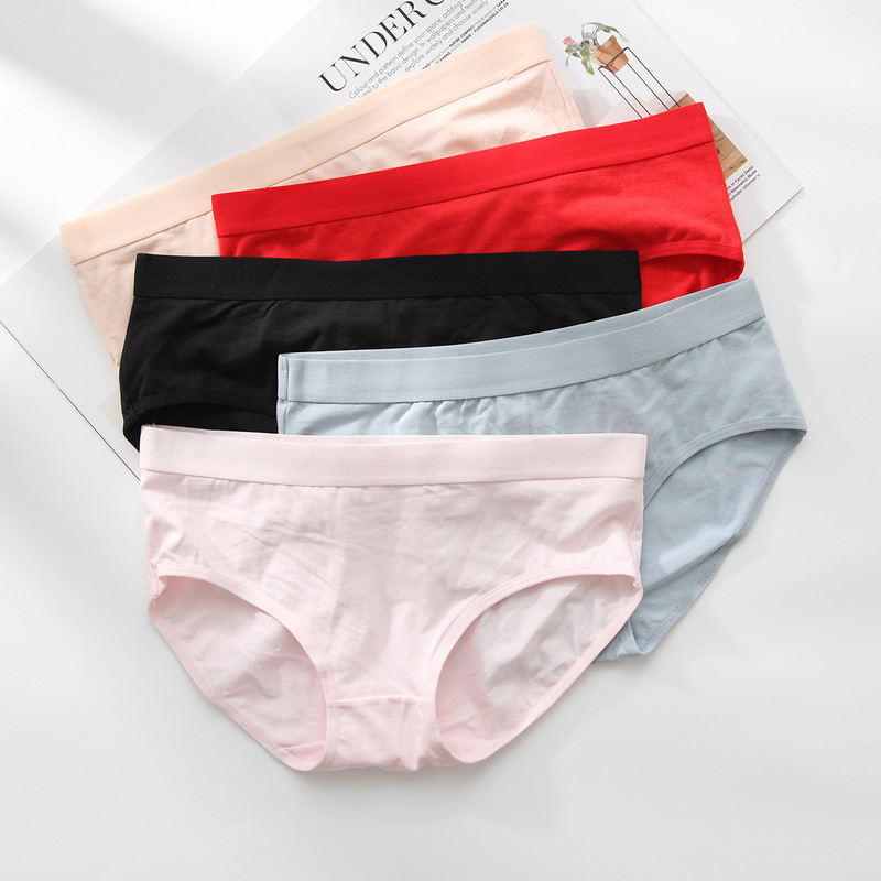 NCM003 Taobao simple cotton wide waist briefs briefs red female pure cotton mid-waist sexy student girl