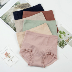 Japanese lace panties massage high-elastic seamless cotton breathable high-waist butt-lifting girl's briefs for women