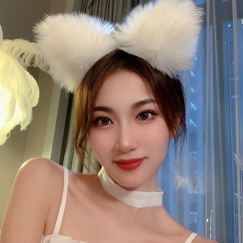 Sexy plush fox cat ear headband, internet celebrity live broadcast photo headband, anchor hairpin, cute animal ear hair accessory