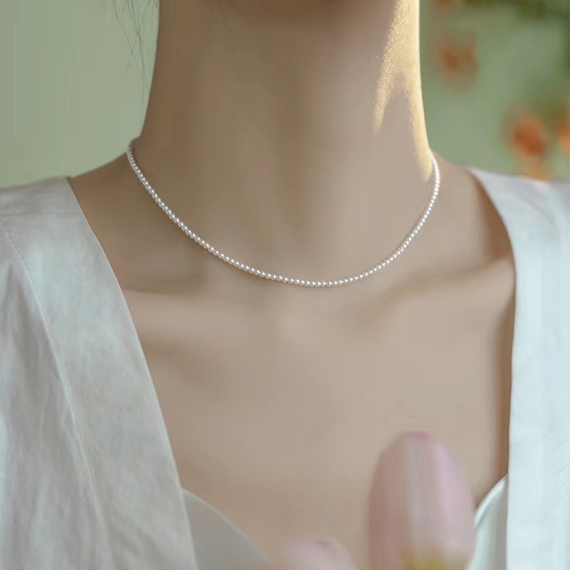 Millet beads highlight pearls simple temperament pearl necklace high-end gold necklace versatile jewelry clavicle chain