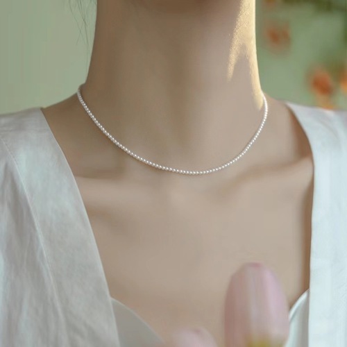 Millet beads highlight pearls simple temperament pearl necklace high-end gold necklace versatile jewelry clavicle chain