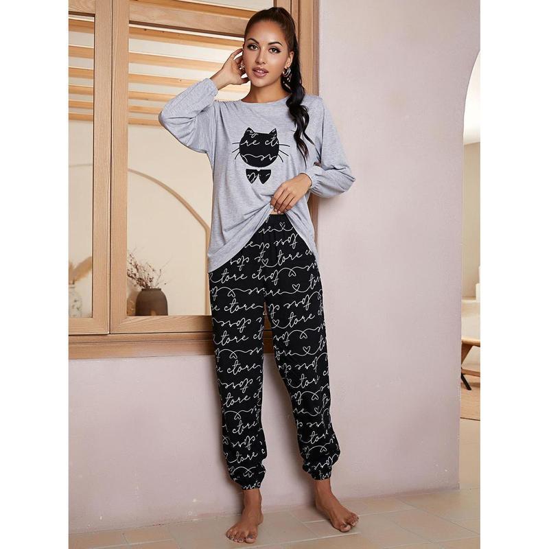 European and American cross-border foreign trade home wear women's autumn and winter long-sleeved pajamas set can be worn outside Amazon independent station dropshipping