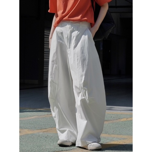 Louvre's new summer style Japanese style airy neutral curved wide-leg casual pants loose slimming casual pants women's thin