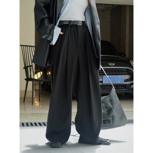 Louvre's new autumn style Korean style lazy and fashionable pleated high-waisted wide-leg trousers loose and drapey casual trousers for women