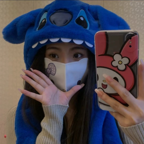 Cute Cinnamon Dog Stitch Blue Internet Celebrity Cartoon Cute Airbag Hat Ears Can Move