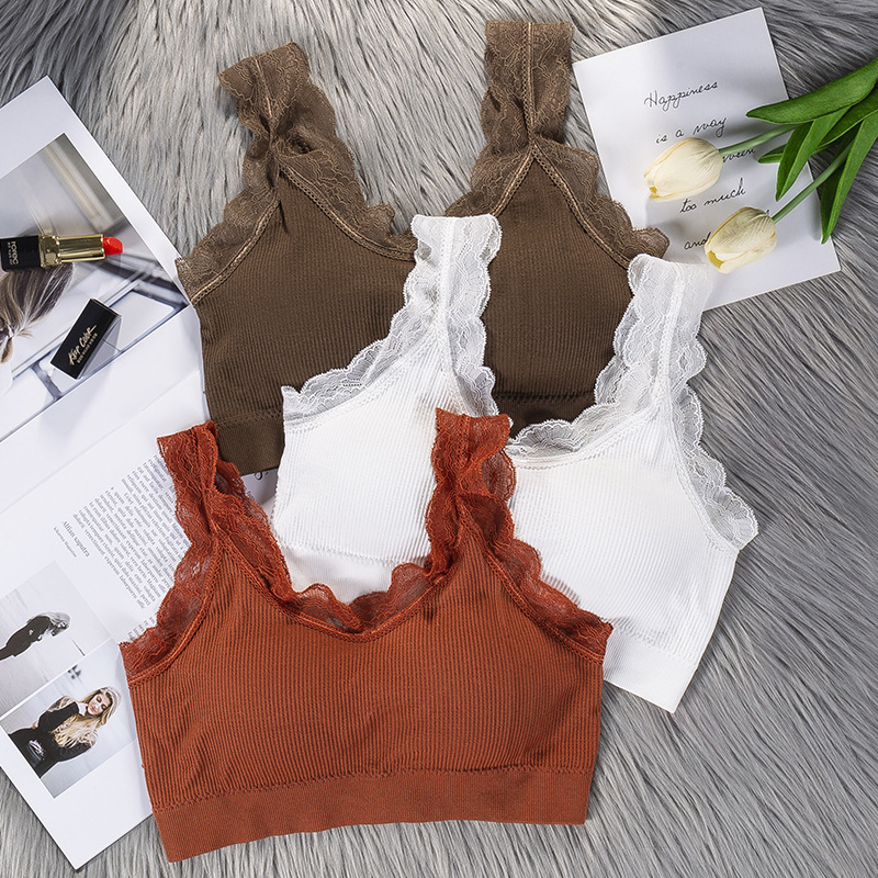 Fairy lace seamless tube top V-neck sexy outer wear anti-exposure bottoming breast-wrapped Internet celebrity sports vest for women