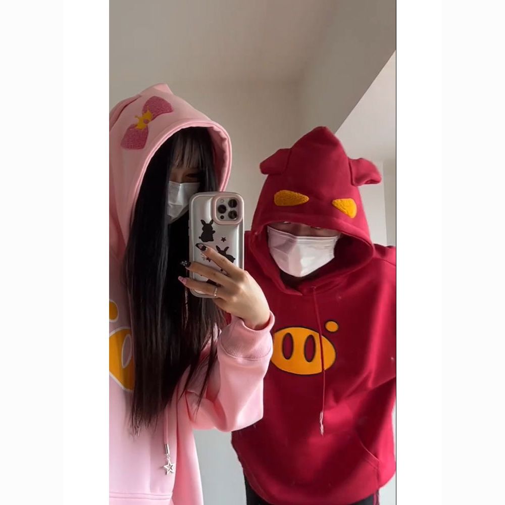Cute GGbond!!! [Pig Man Jacket] Funny and fun hooded sweatshirt for women, super popular INS top for couples