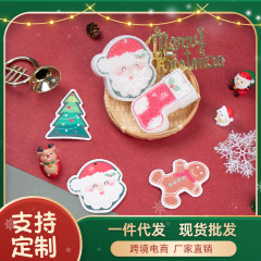2023 Christmas printed wood pulp dishwashing cotton kitchen cleaning water-absorbent and non-stick oil compressed wood pulp cotton sponge wipe