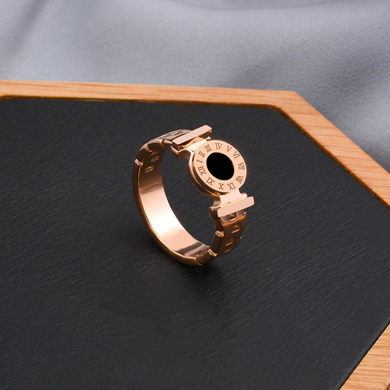 ins niche design Roman numeral ring female titanium steel Internet celebrity personalized index finger ring student simple ring
