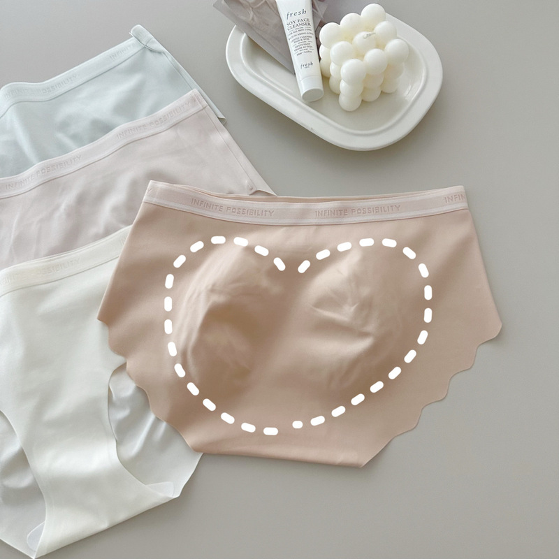 8347 Gentle peach buttocks, casually cut seamless women's underwear, fresh letter waist, mid-waist women's briefs, pure cotton crotch