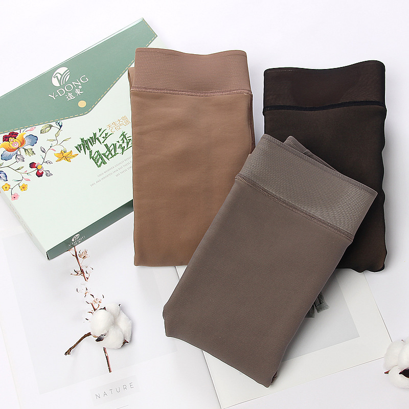 300g stewardess gray translucent leggings plus velvet and thickened warm all-in-one pantyhose fake see-through foot-stepping Far East 9302