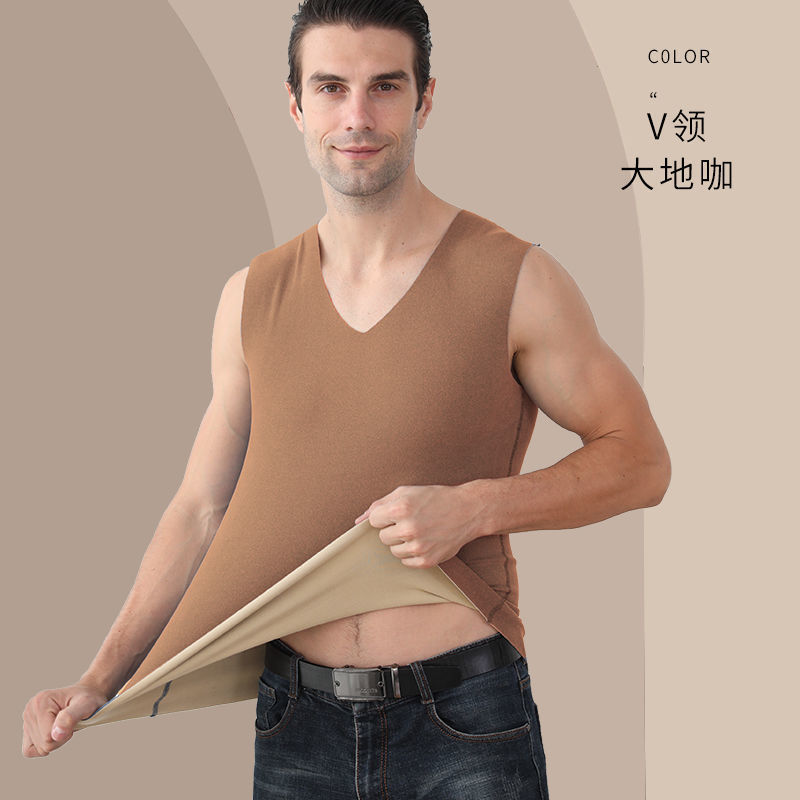 Autumn and winter seamless thermal vest men's German AB double-sided velvet brushed men's base layer warm tops wholesale