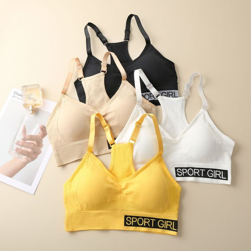 Cross-border new sports beauty back vest with adjustable shoulder straps, comfortable chest-wrapping, no rims, girls' underwear, yoga bra
